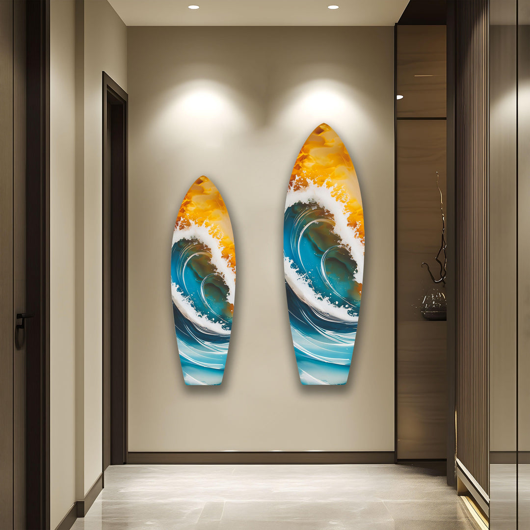 Big Ocean Waves Surfboard Wall Art