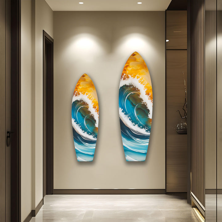 Big Ocean Waves Surfboard Wall Art