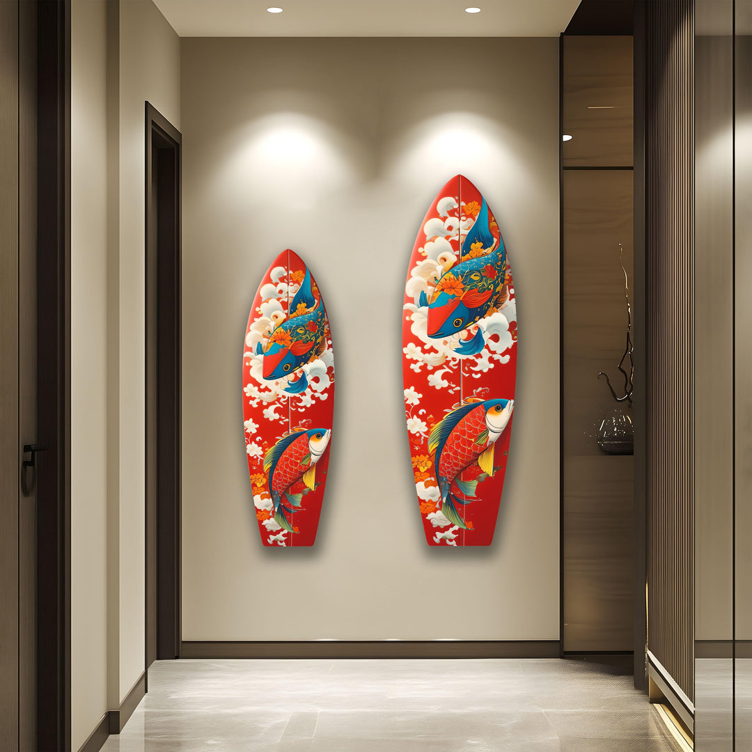 Koi Fish Surfboard Wall Art