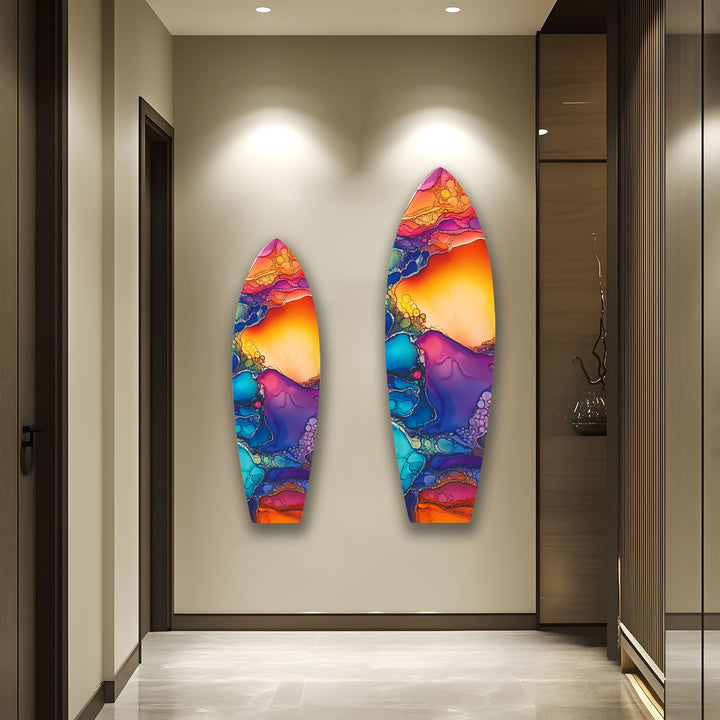 Colored Stained Surfboard Wall Art