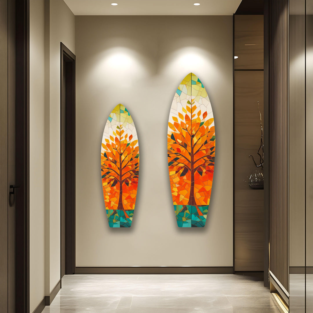 Mosaic Orange Tree Surfboard Wall Art