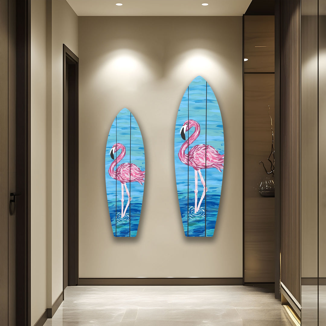 Flamingo Surfboard Wall Art