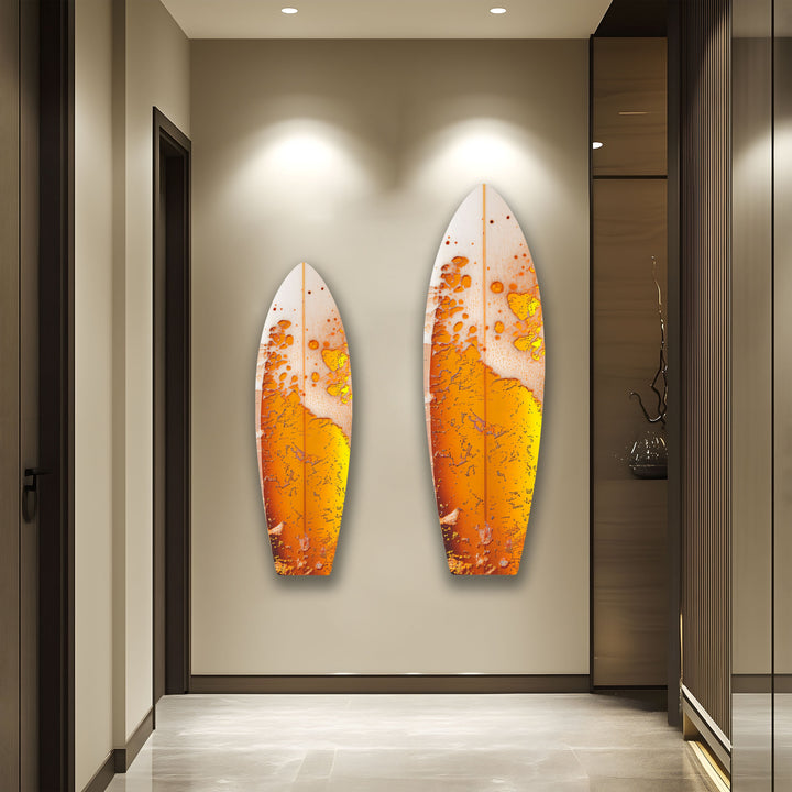 Orange Abstract Surfboard Wall Art