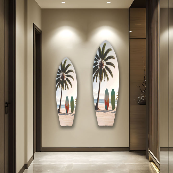 Surfs & Palm Trees Surfboard Wall Art