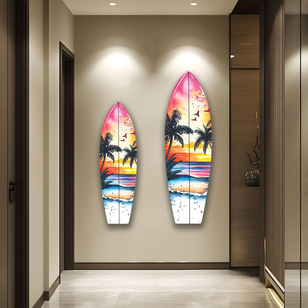 Vivid Colors Tropical Surfboard Wall Art