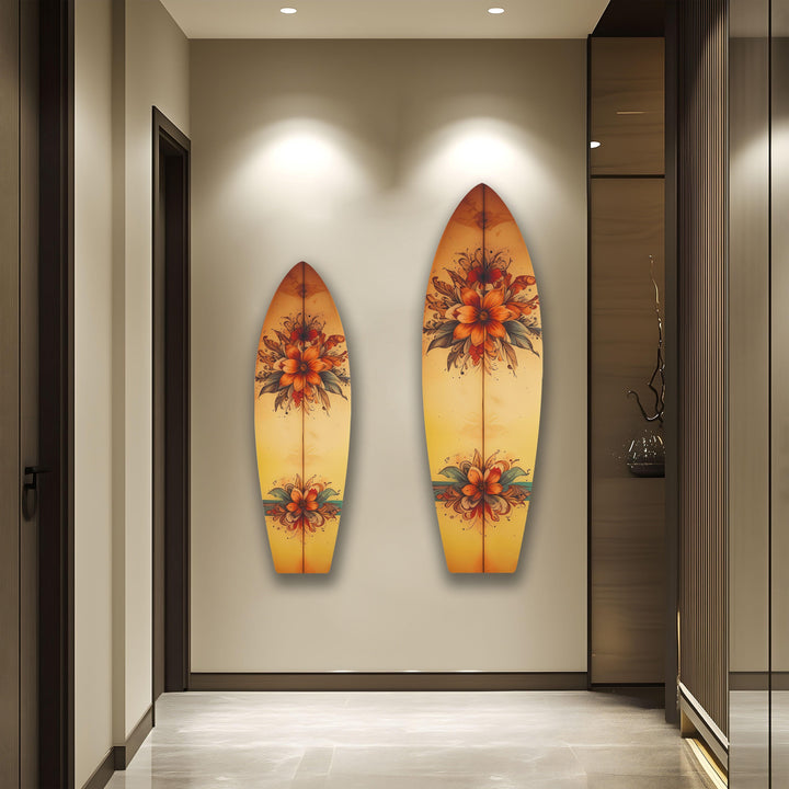 Vintage Botanical Surfboard Wall Art