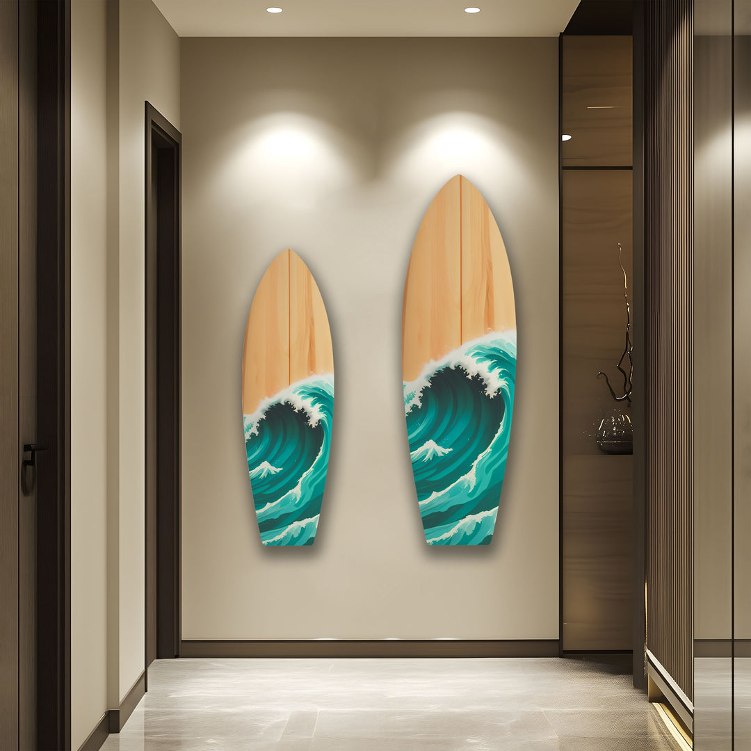 Ocean Waves Surfboard Wall Art