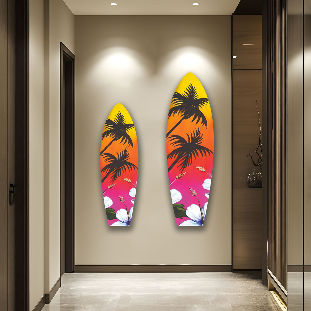 Soft Tropical Surfboard Wall Art