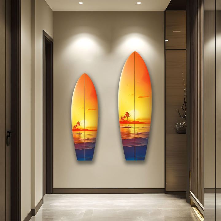 Beauty Sunset Surfboard Wall Art