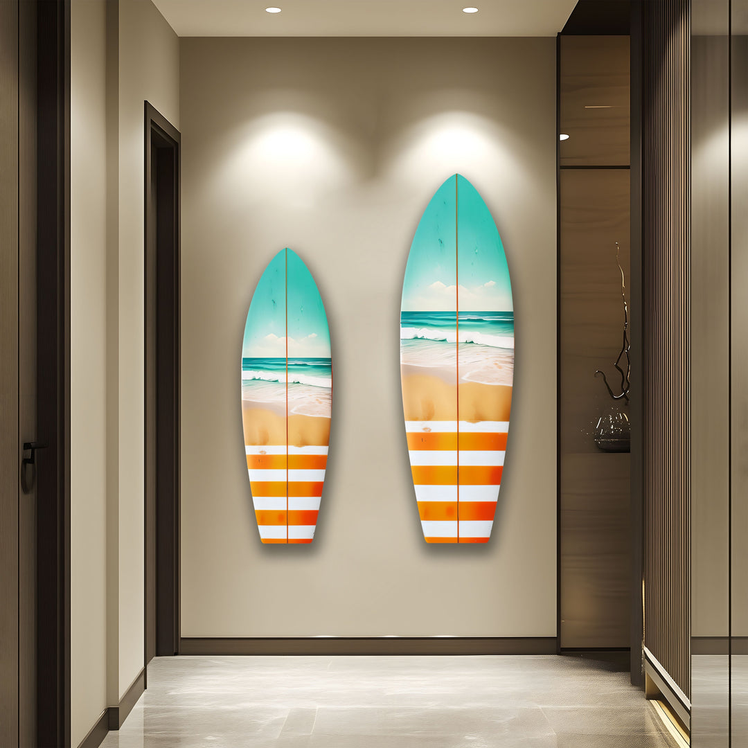 Vivid Ocean Waves Surfboard Wall Art