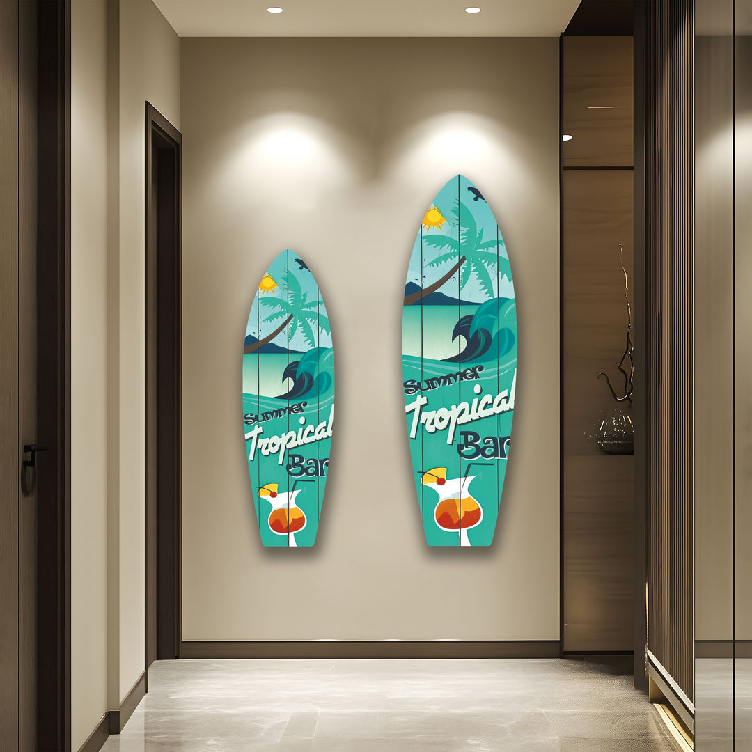 Summer Tropical Surfboard Wall Art