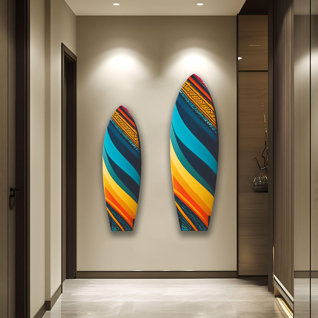 Blue Orange Art Surfboard Wall Art