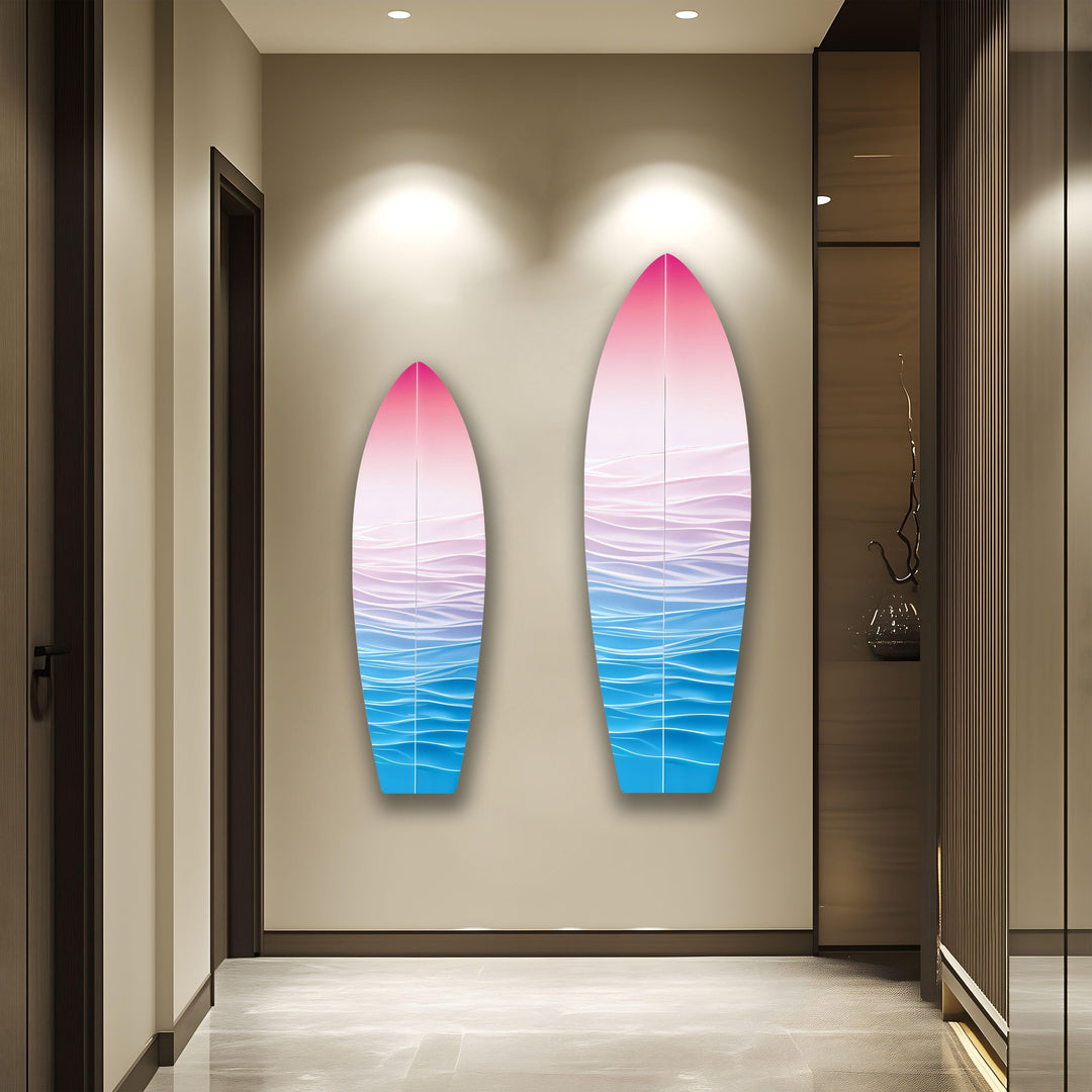 Pink Soft Colors Surfboard Wall Art