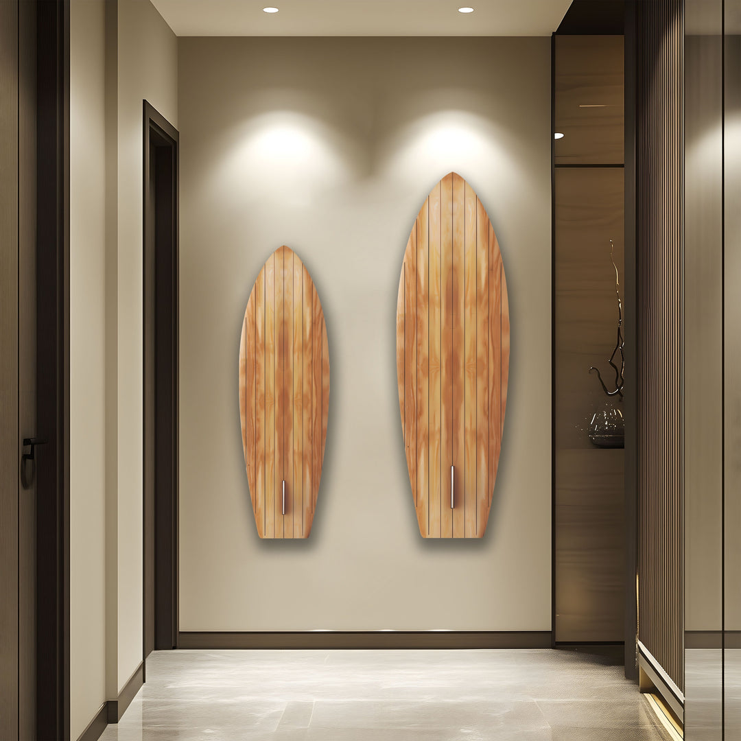 Wood Details Brown Beige Surfboard Wall Art