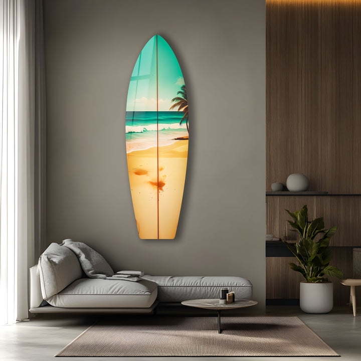 Tropical Beach Surfboard Wall Art