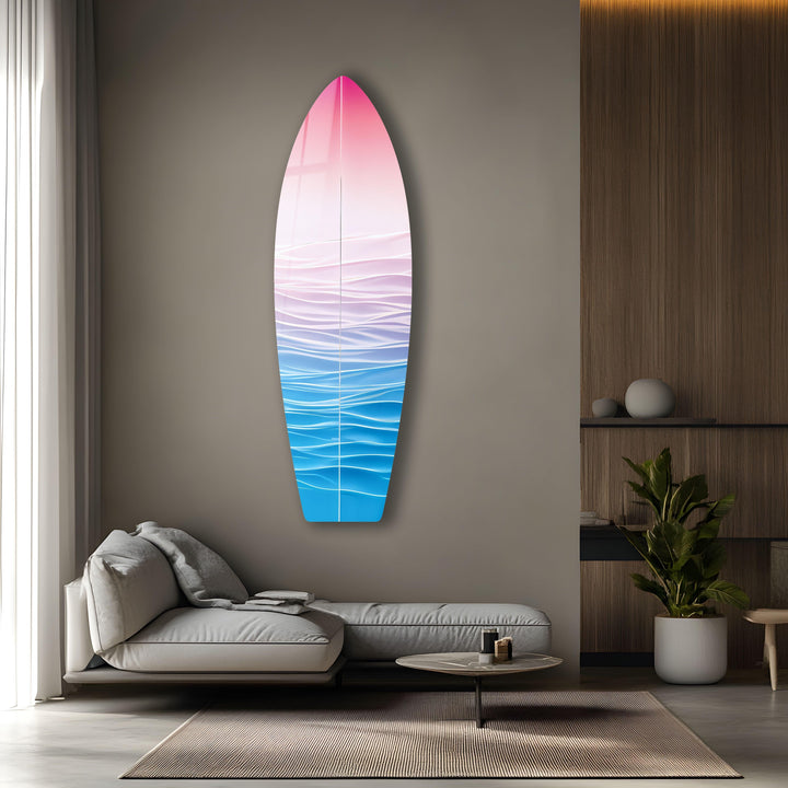 Pink Soft Colors Surfboard Wall Art