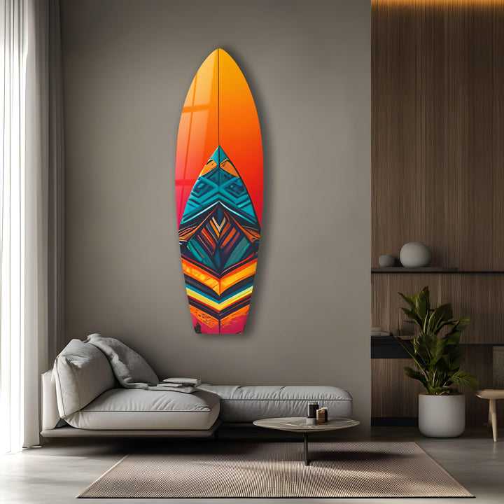 Blue Orange Details Surfboard Wall Art