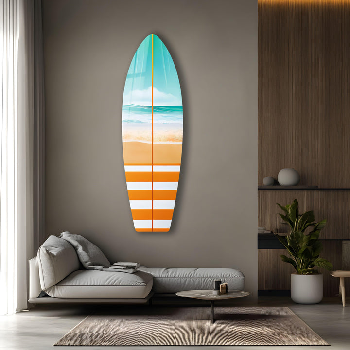 Beauty Sun & Sea Wave Surfboard Wall Art