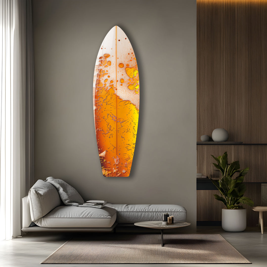 Orange Abstract Surfboard Wall Art