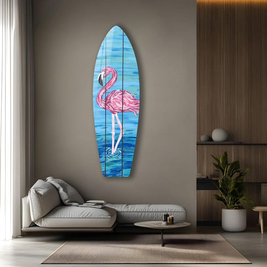 Flamingo Surfboard Wall Art