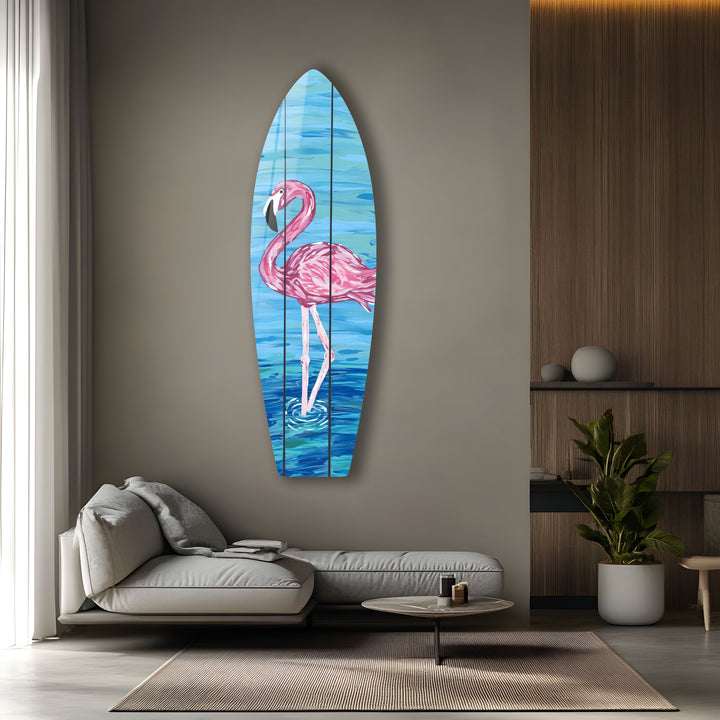 Flamingo Surfboard Wall Art