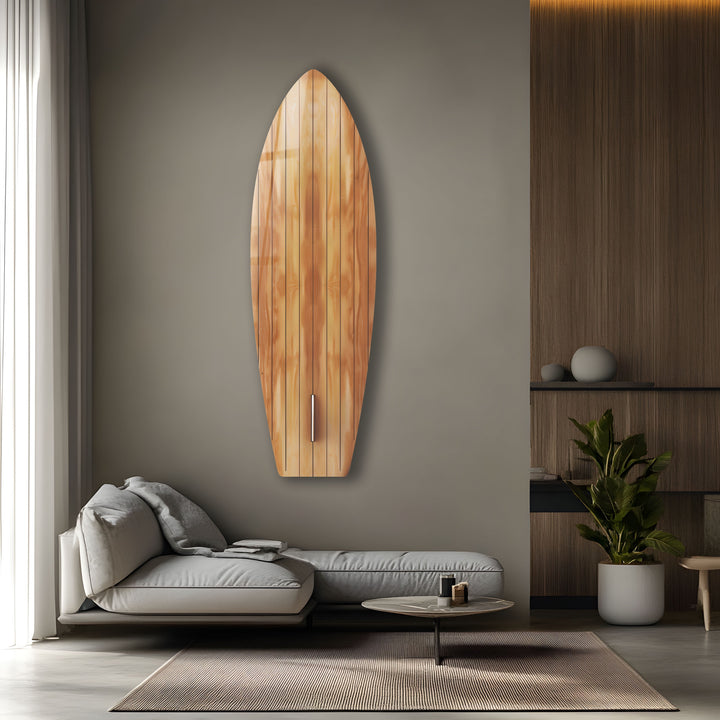 Wood Details Brown Beige Surfboard Wall Art