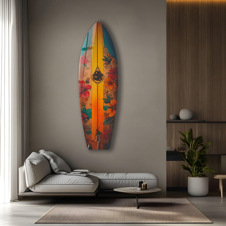 Botanical Vintage Surfboard Wall Art