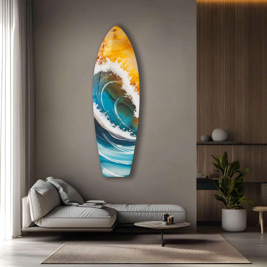 Big Ocean Waves Surfboard Wall Art