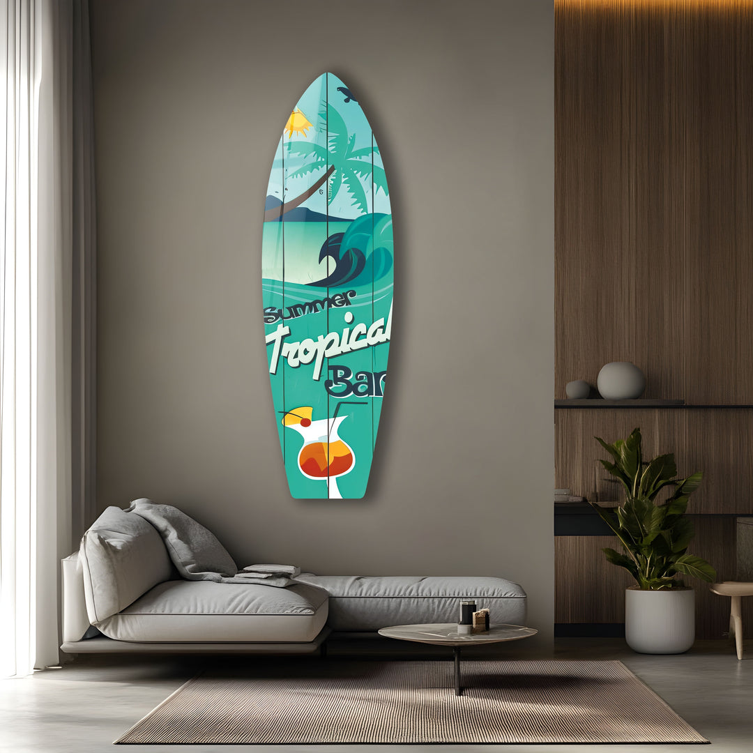 Summer Tropical Surfboard Wall Art