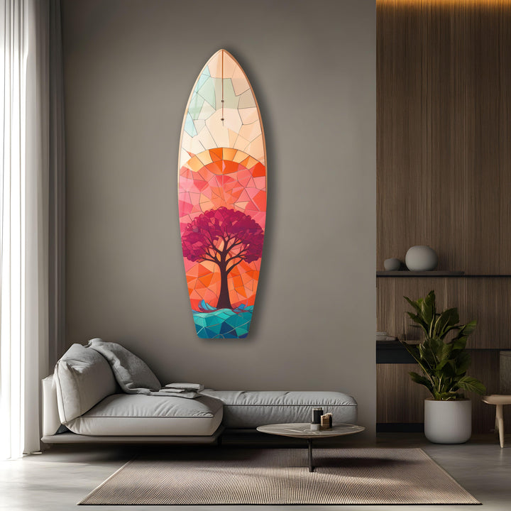 Mosaic Tree Surfboard Wall Art