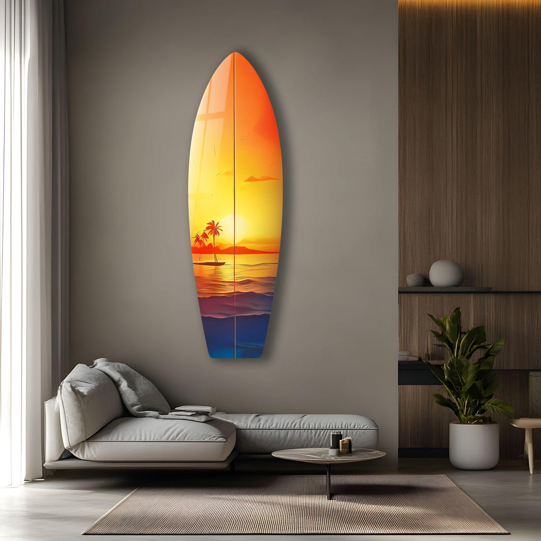 Beauty Sunset Surfboard Wall Art