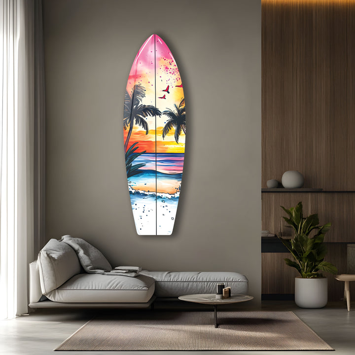 Vivid Colors Tropical Surfboard Wall Art