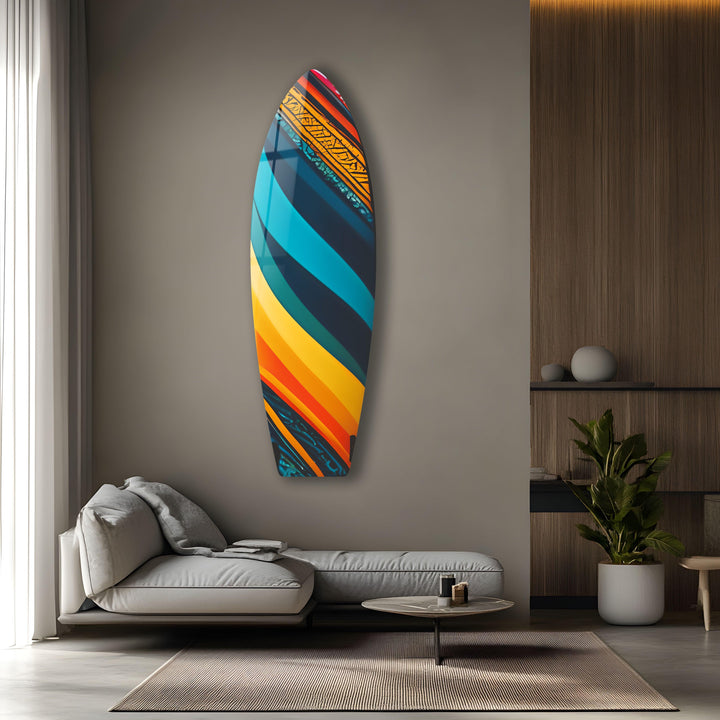 Blue Orange Art Surfboard Wall Art