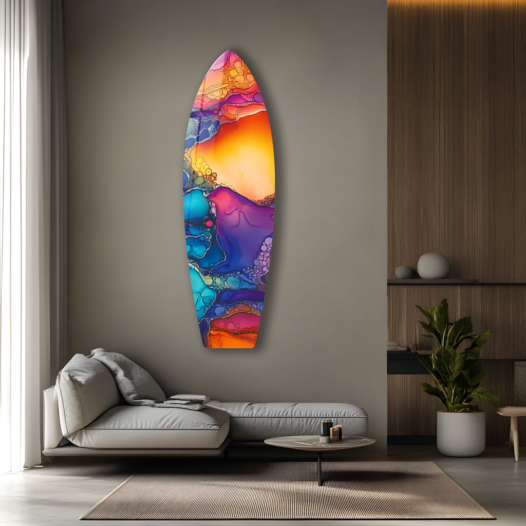 Colored Stained Surfboard Wall Art