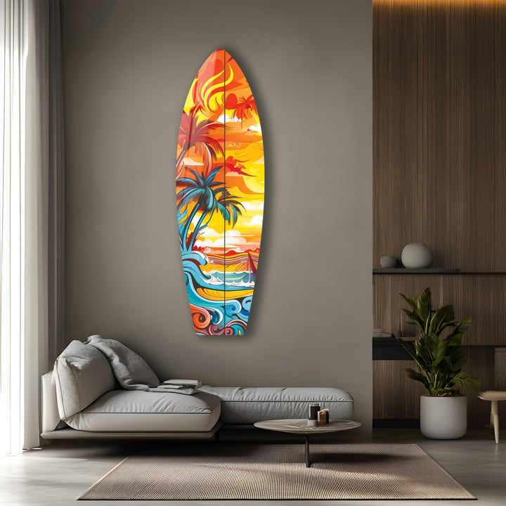 Vivid Tropical Art Surfboard Wall Art