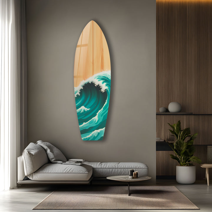 Ocean Waves Surfboard Wall Art