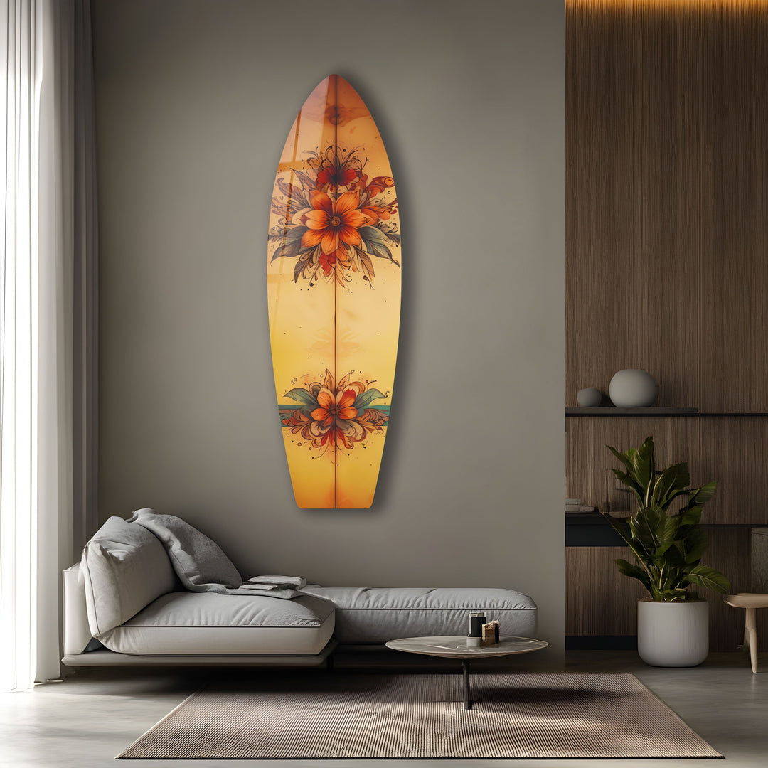 Vintage Botanical Surfboard Wall Art