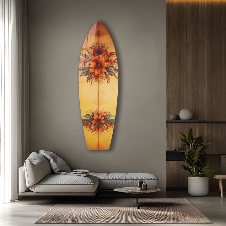 Vintage Botanical Surfboard Wall Art