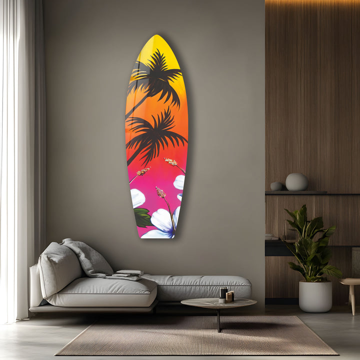 Soft Tropical Surfboard Wall Art