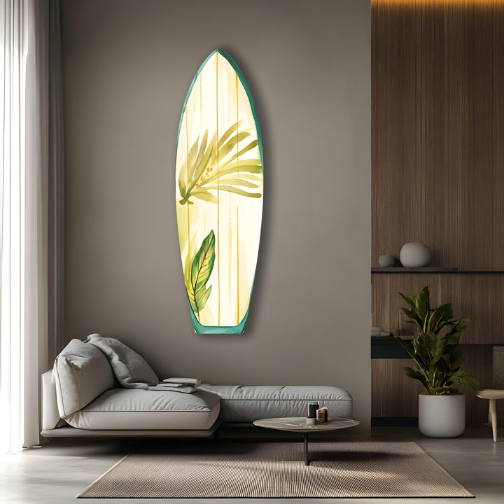 Green Leaf Surfboard Wall Art