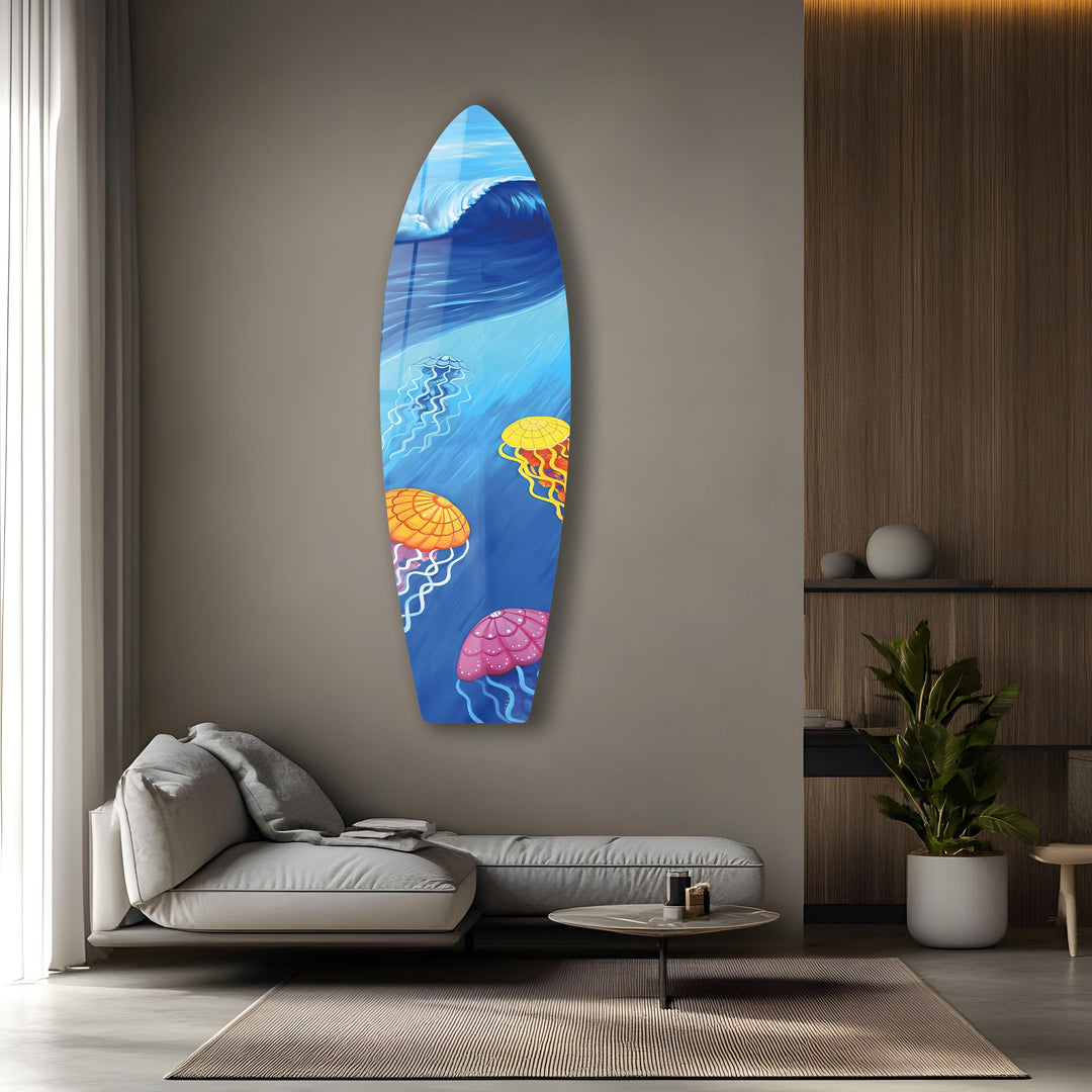 Jellyfishes Surfboard Wall Art