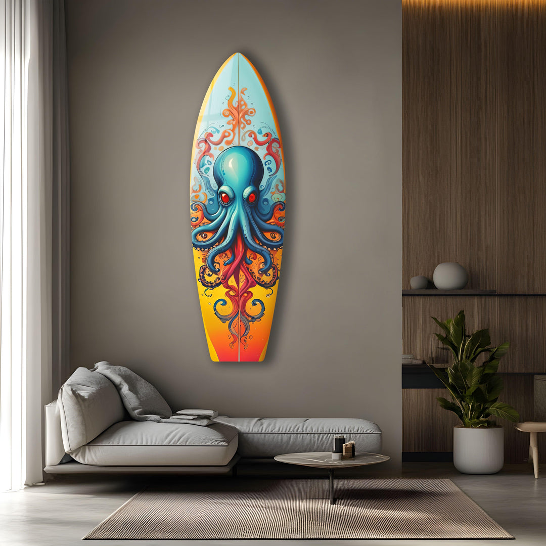 Blue Octopus Surfboard Wall Art