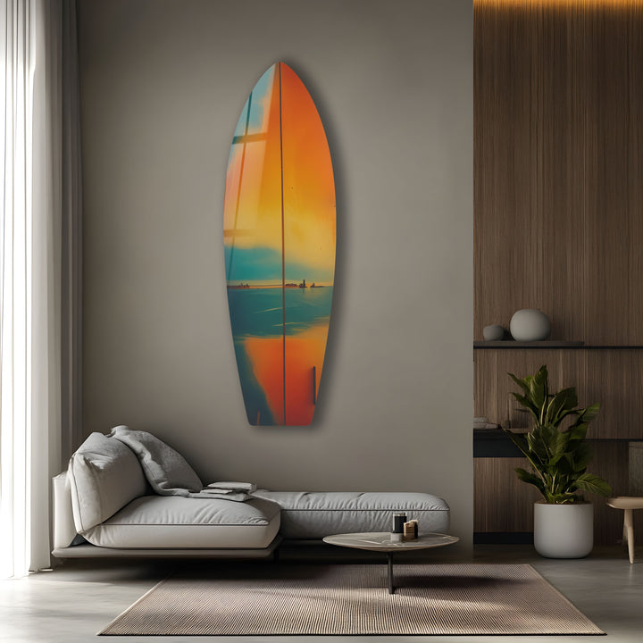 Vintage Sunset Surfboard Wall Art