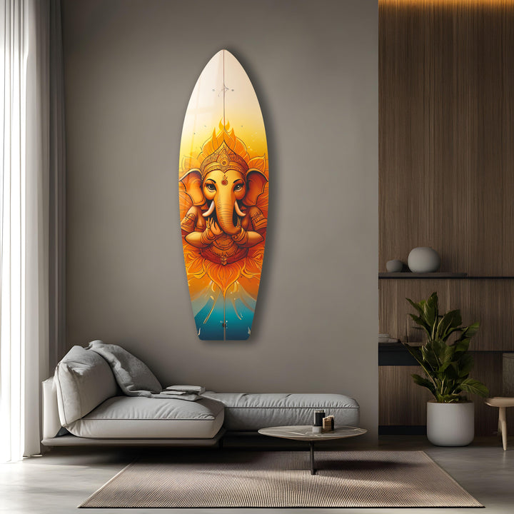 Buddha Orange Surfboard Wall Art