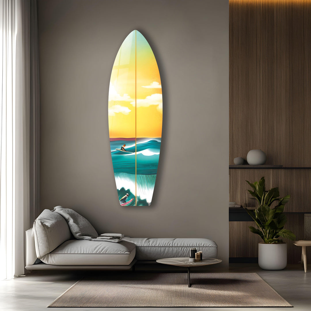 Sea Sunset Art Surfboard Wall Art