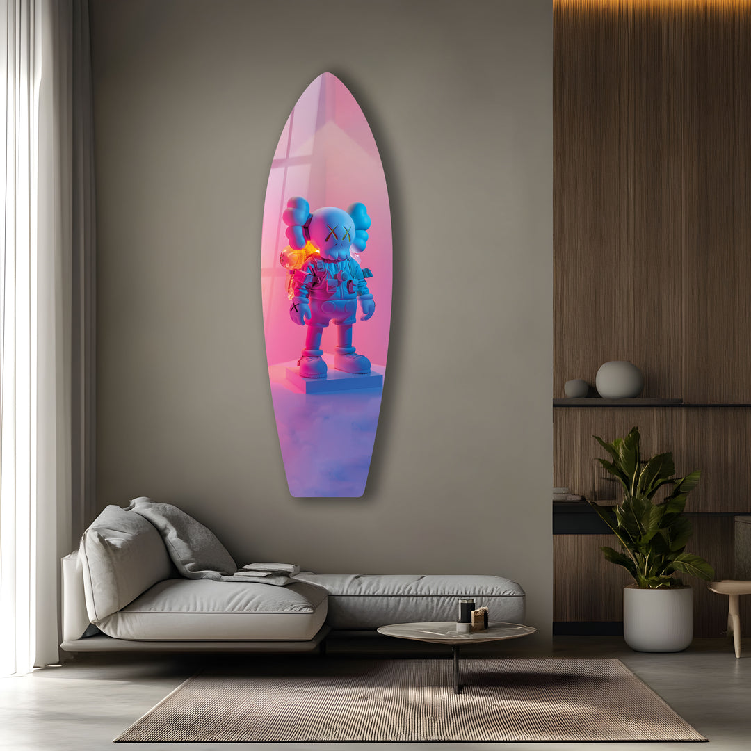 Kaws-Inspired Urban Street Art Surfboard Wall Art – Colorful Figurine Design