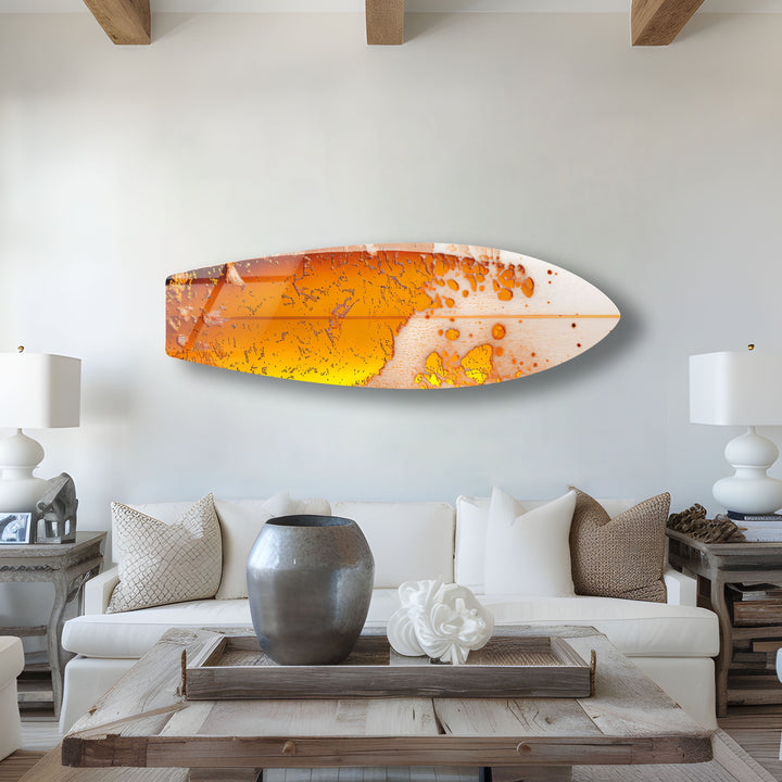 Orange Abstract Surfboard Wall Art