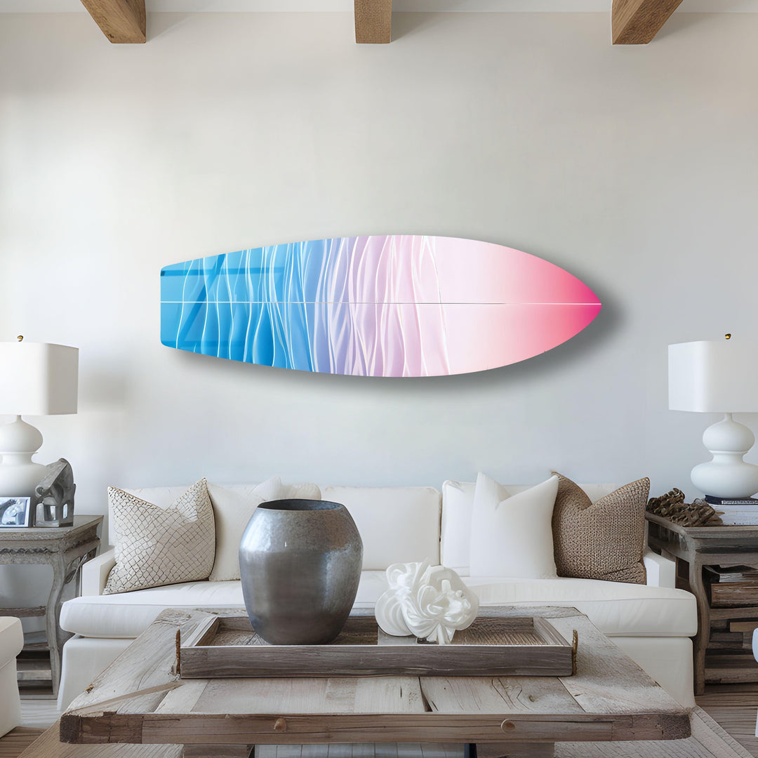 Pink Soft Colors Surfboard Wall Art