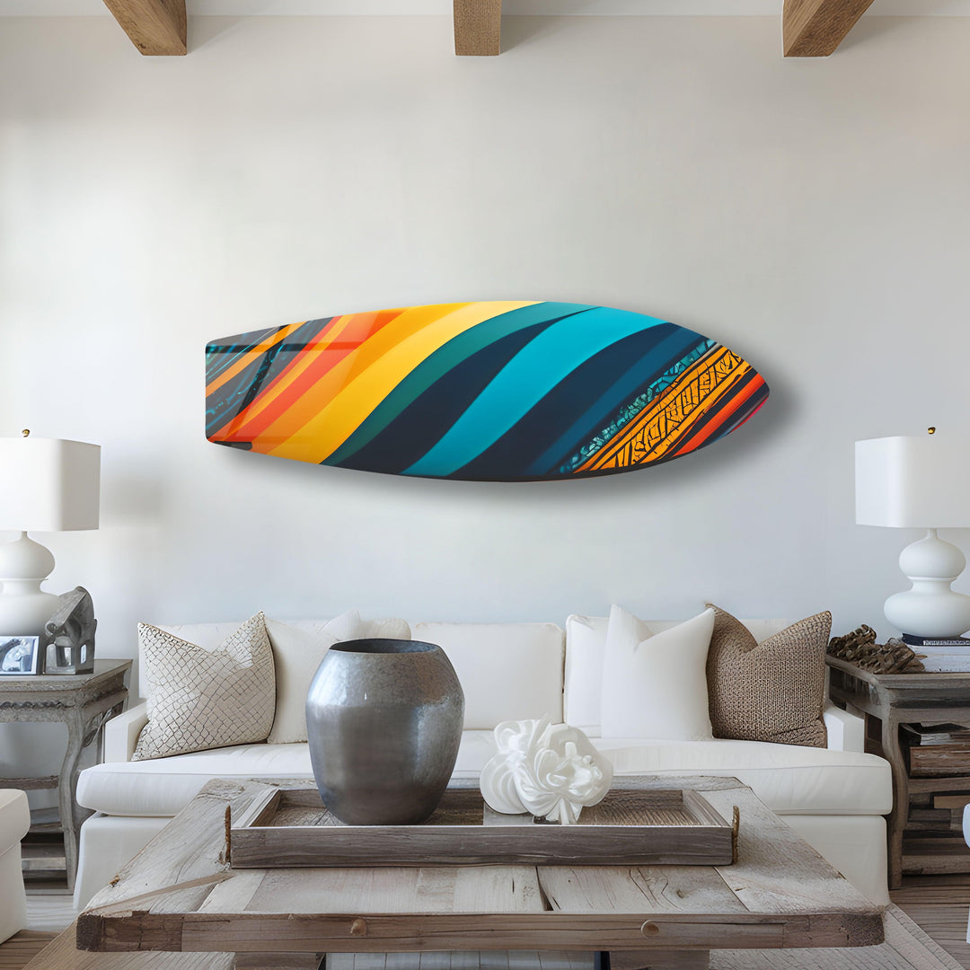 Blue Orange Art Surfboard Wall Art