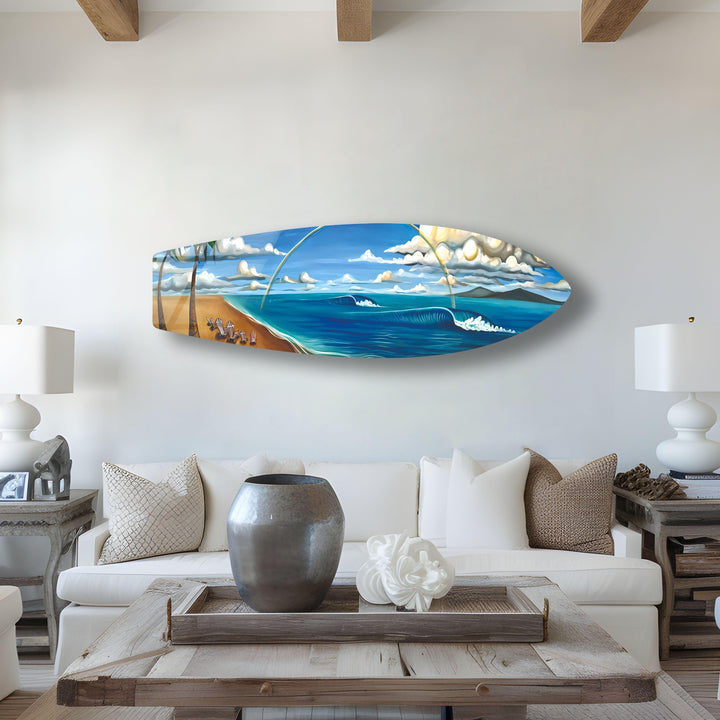 Sea Wave Paint Surfboard Wall Art